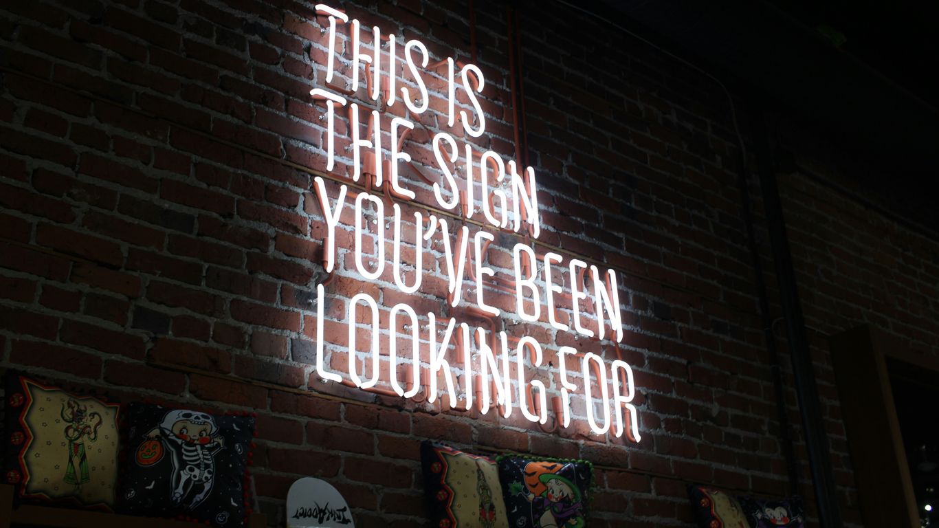 Vibrant signage glowing at night
