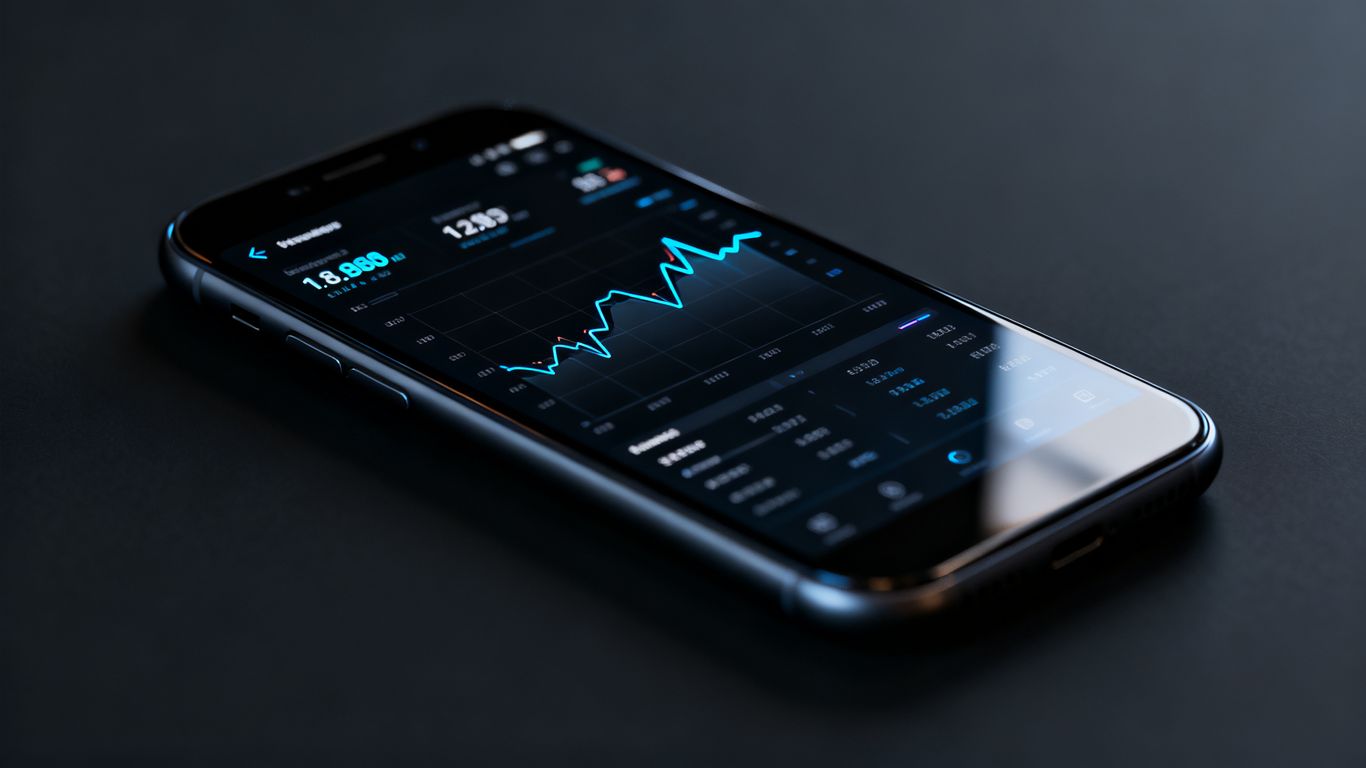 A handheld mobile device displaying complex data analysis software