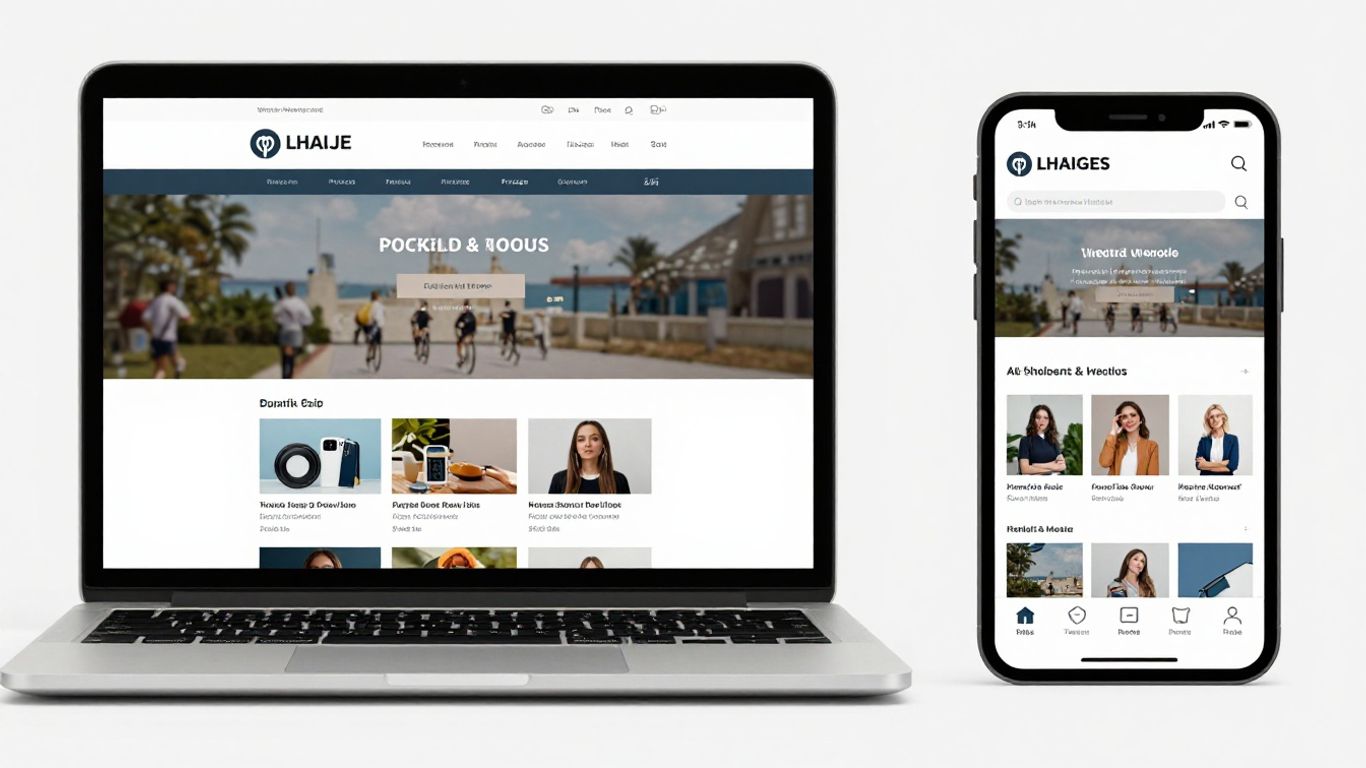 Website transforming into a mobile app on devices.