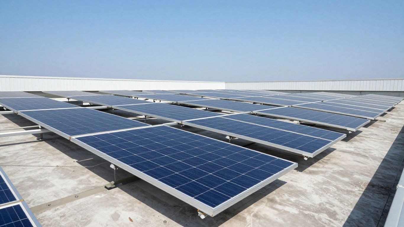 Modern rooftop solar array installations