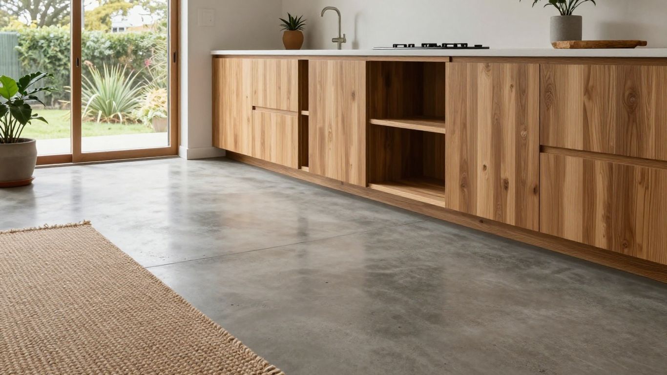 Polished concrete floor with varied aggregate