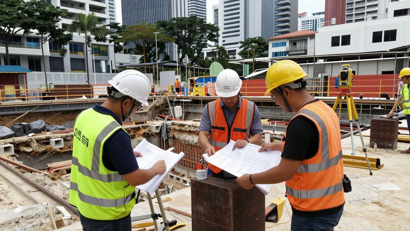 Engineers reviewing excavation support plans