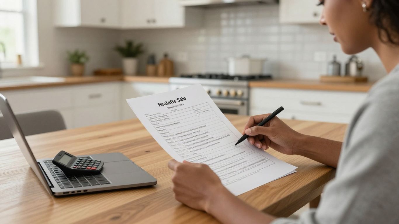 Seller reviewing real estate costs at home