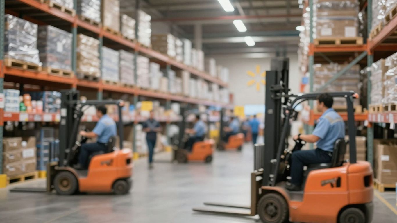 Walmart distribution center operations team working