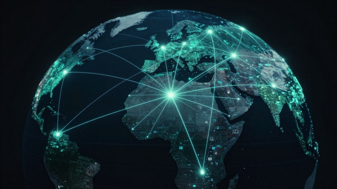 Digital connections appearing on a clean globe
