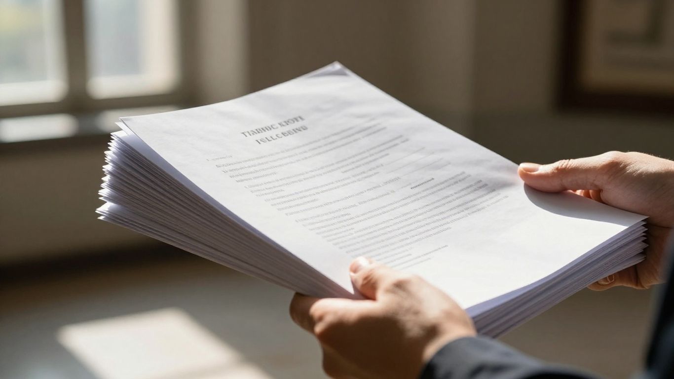 Immigration documents and government building
