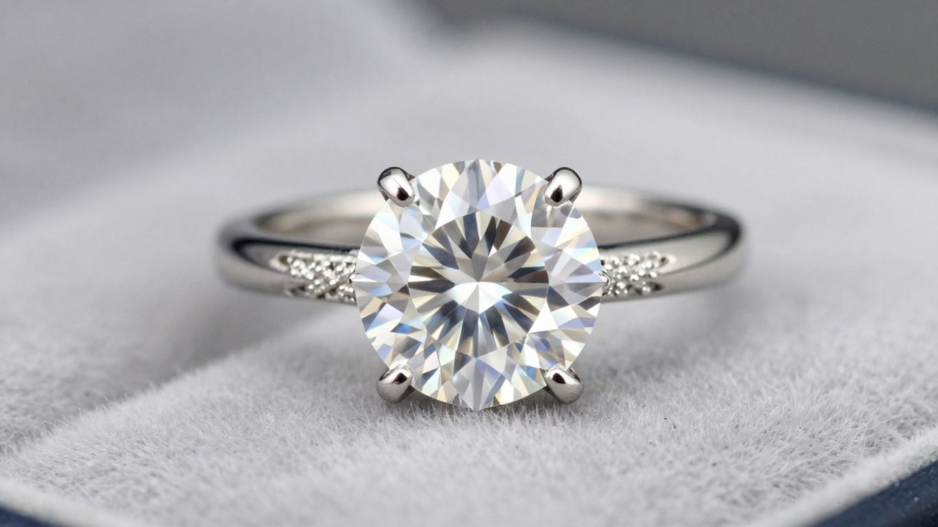 Sparkling diamond engagement ring on a velvet surface.