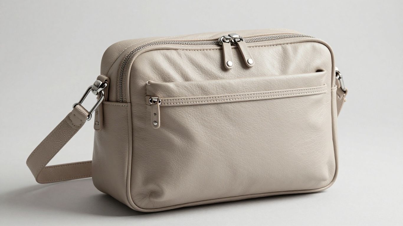 Stylish crossbody diaper bag purse with leather details.