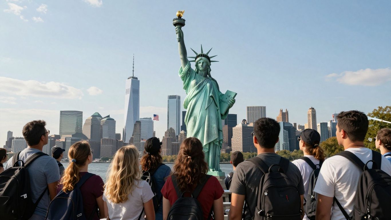 Estatua de la Libertad y horizonte de Nueva York