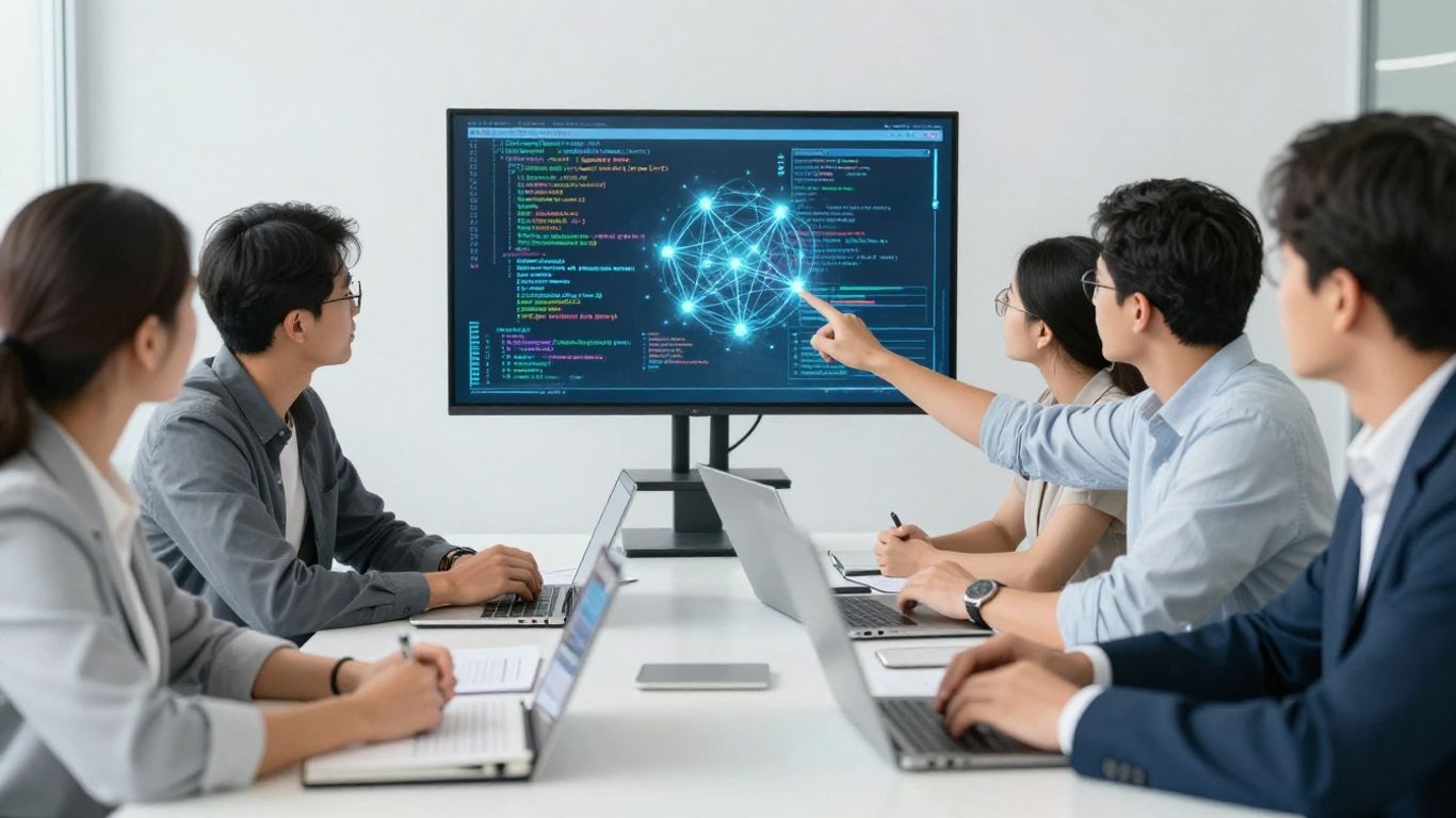 Hiring AI engineers in a modern office
