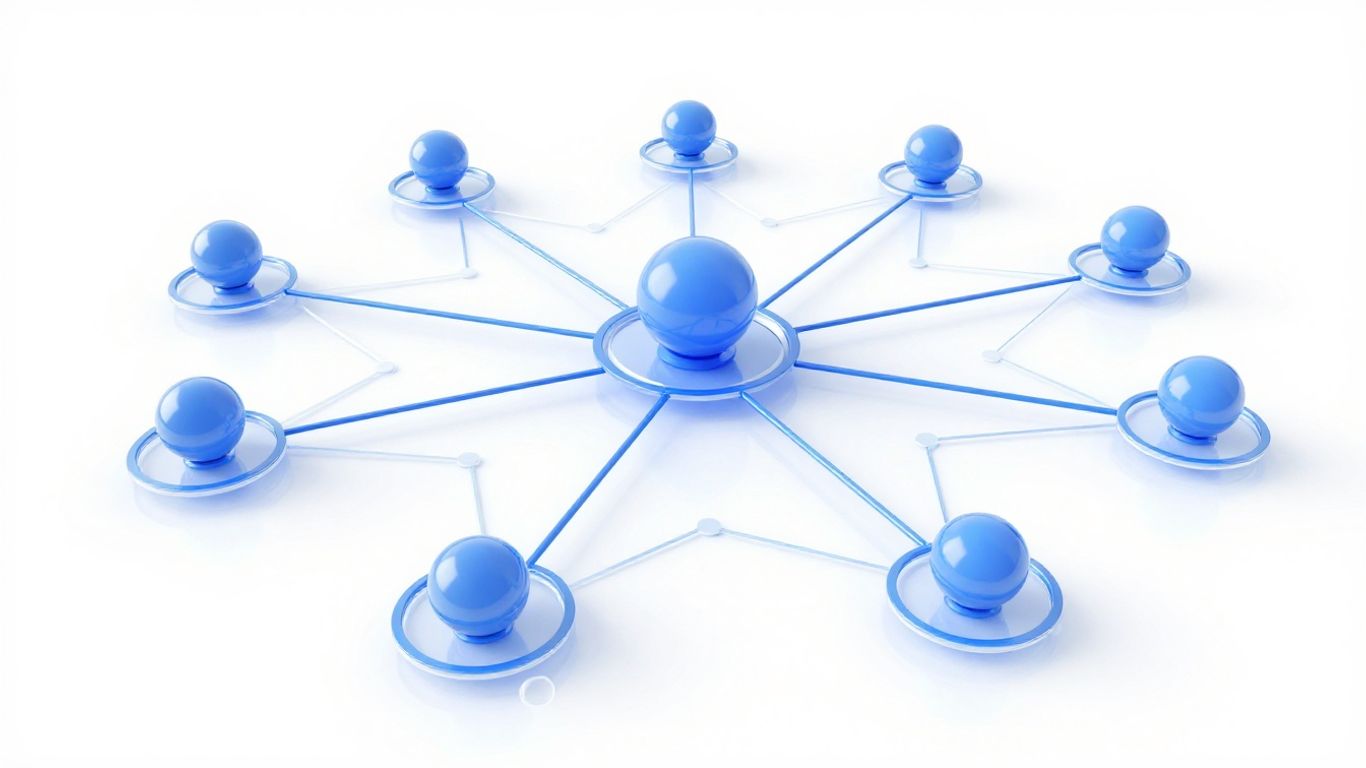 Digital pathways and interconnected nodes symbolizing SEO strategy.