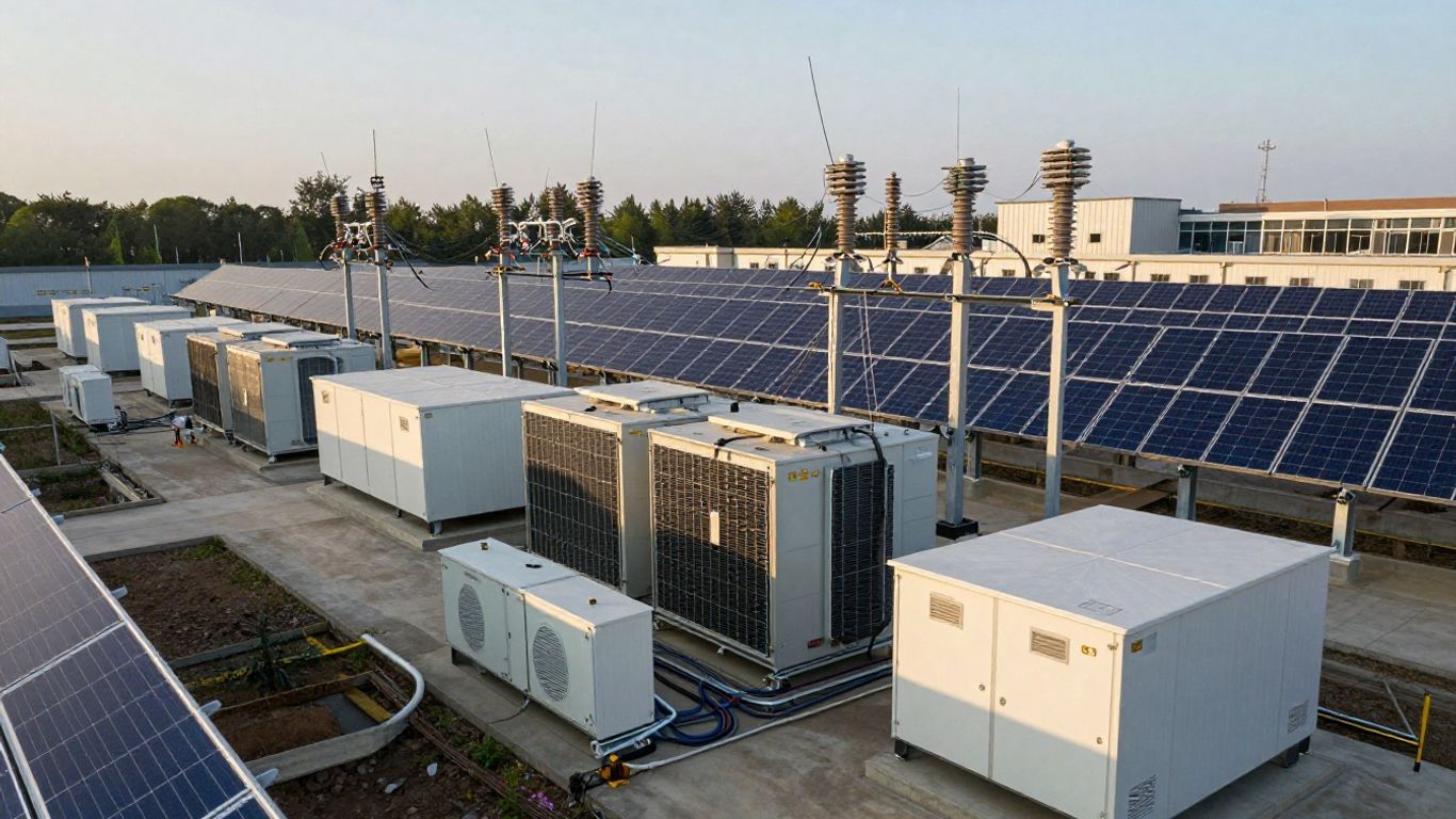 Solar panels, battery containers, and data center