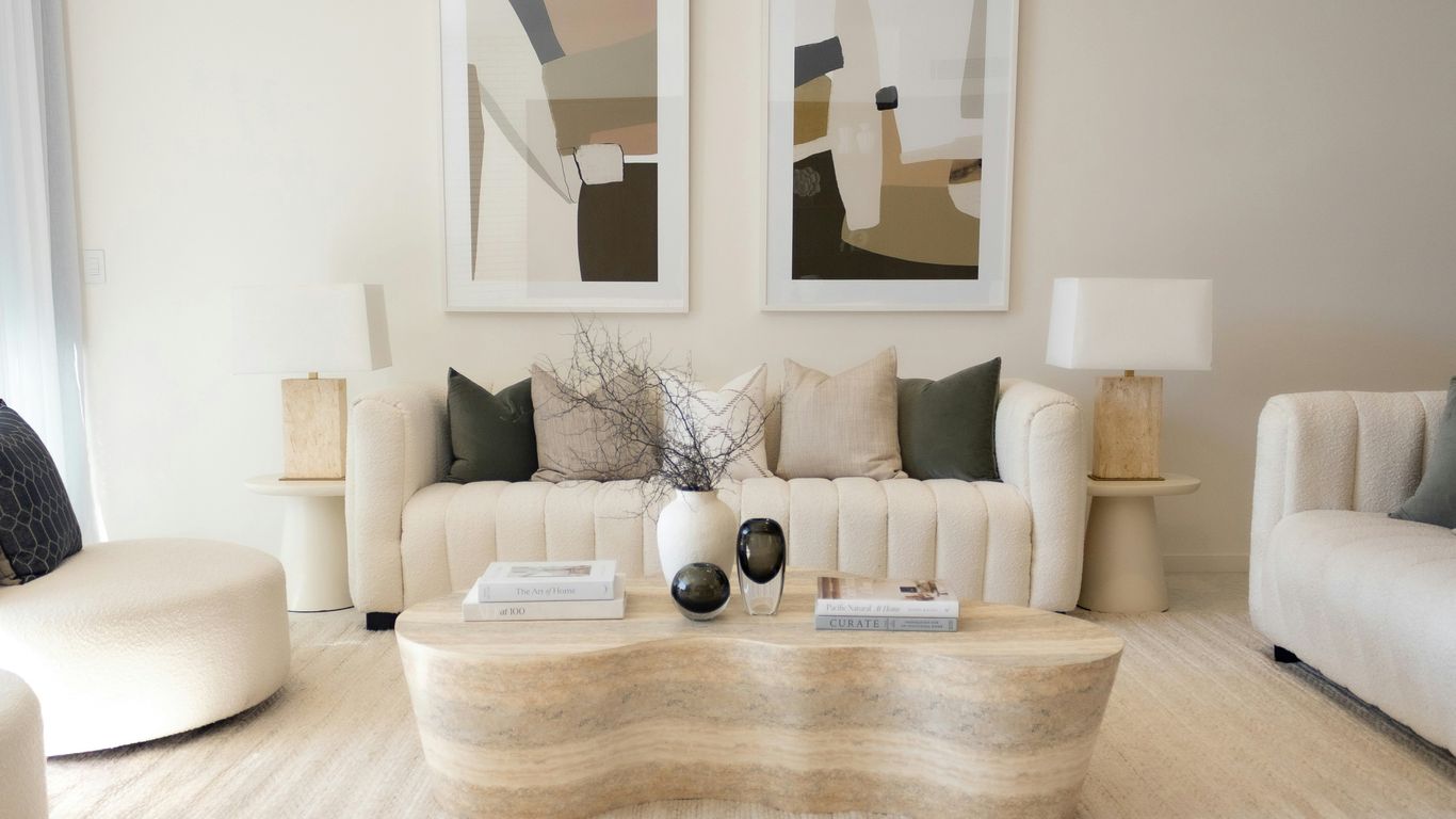 Travertine table measured within living space