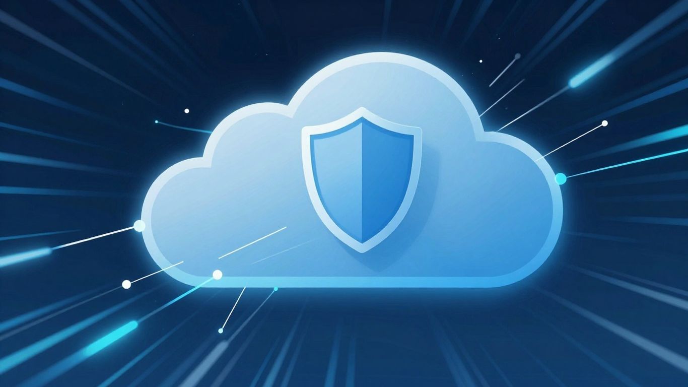 Logo da Cloudflare com raios de velocidade e escudo.