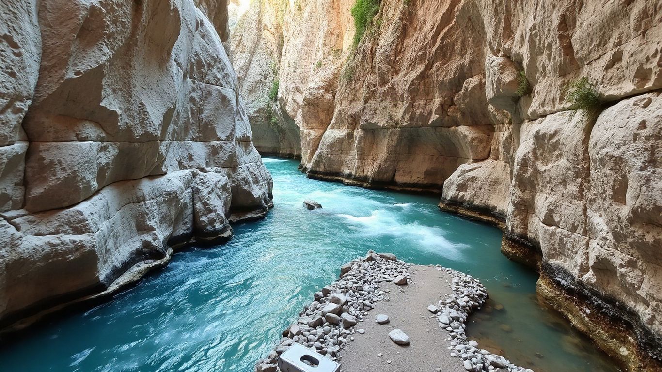 Turquoise Verdon water beneath steep limestone walls