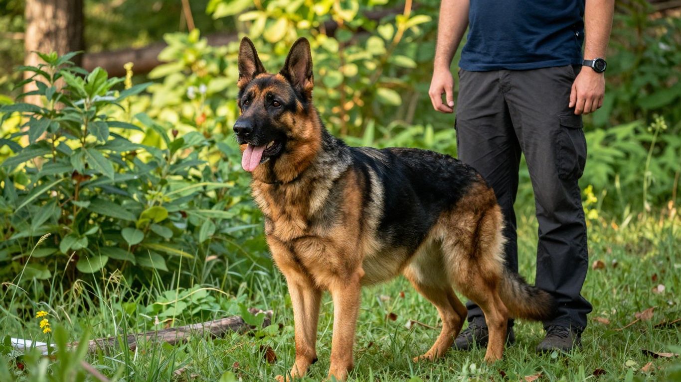 Dog and handler training outdoors in Tennessee.