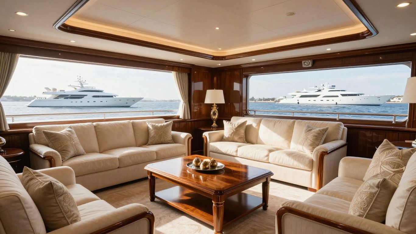 Kismet yacht's luxurious main salon interior
