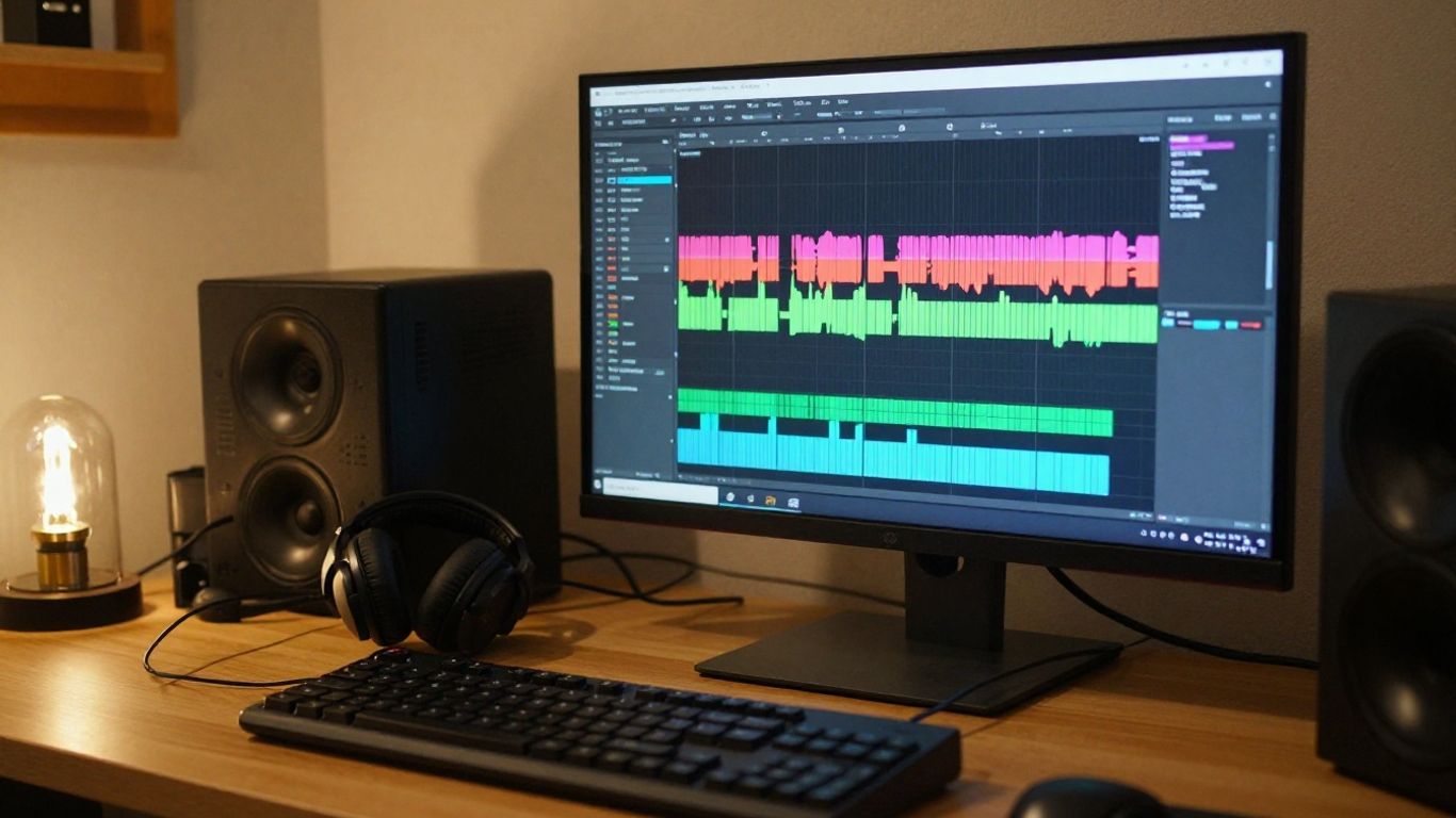 Producer reviewing an AI music timeline