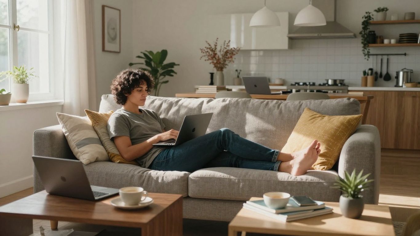 Persona relajada en un hogar seguro y personalizado.