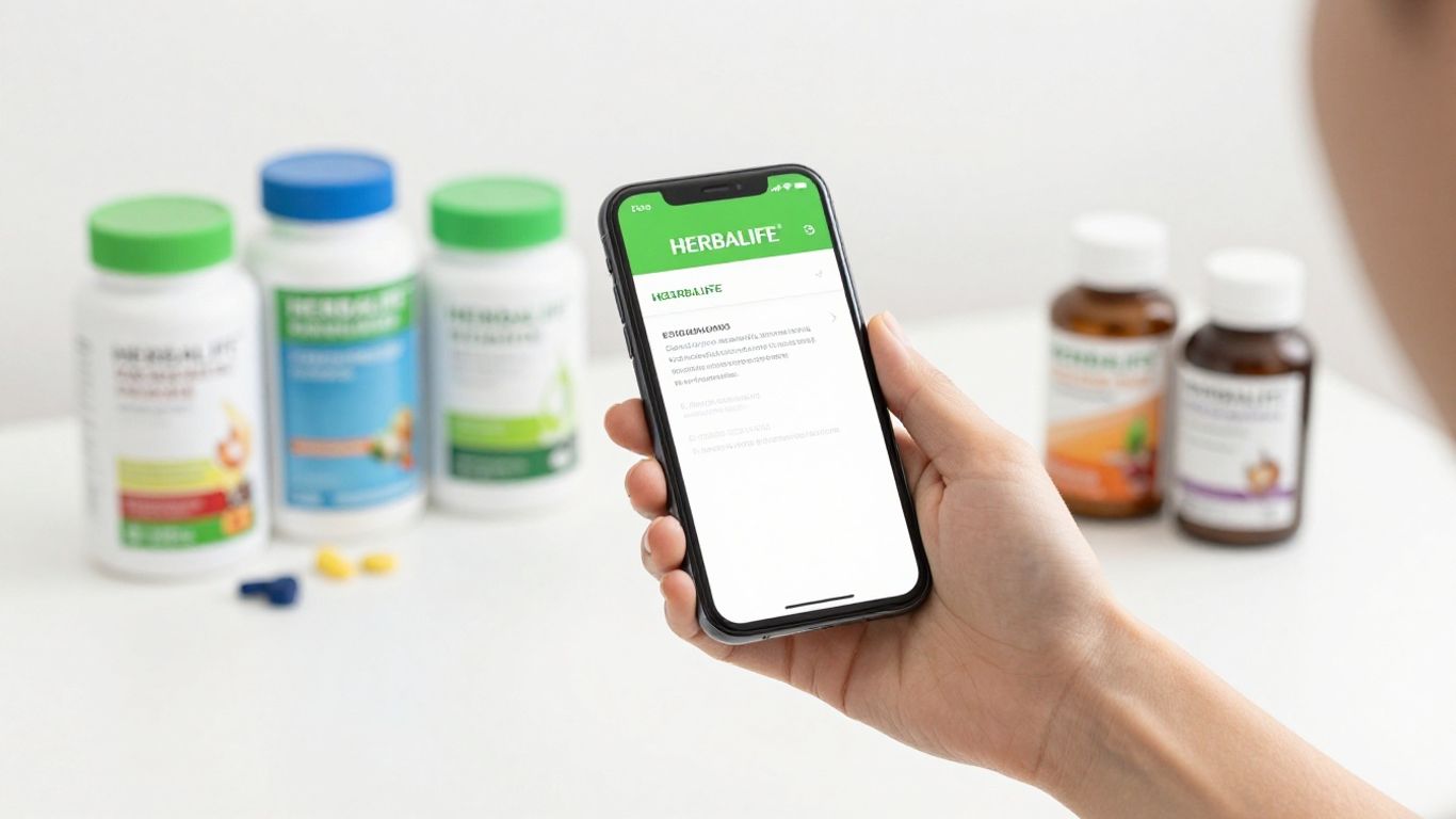 Ordering Herbalife products online from a smartphone.