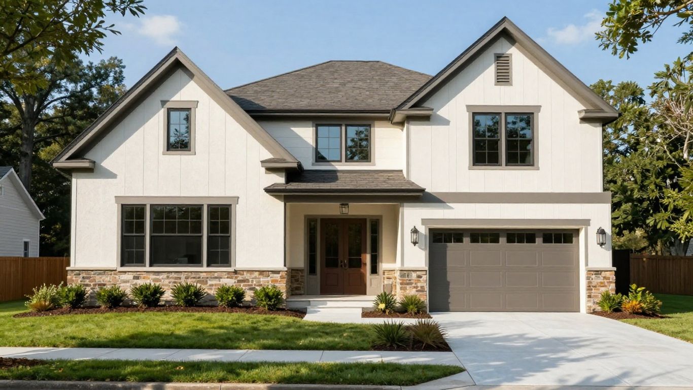 Renovated custom home exterior in Berkeley Lake, Georgia.