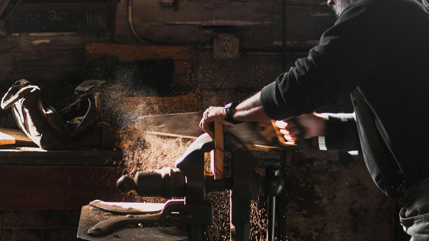 Local artisans working on custom display projects