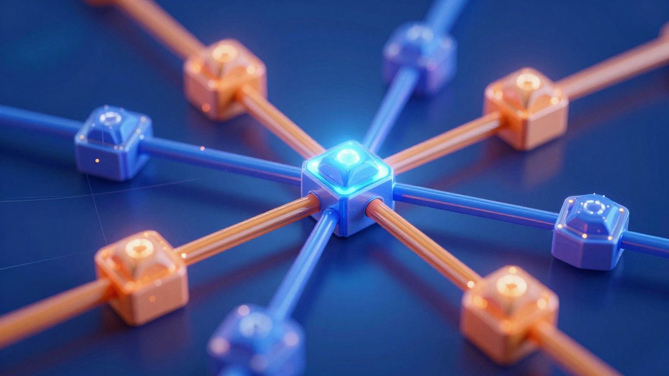 Interconnected digital blocks forming a secure chain.