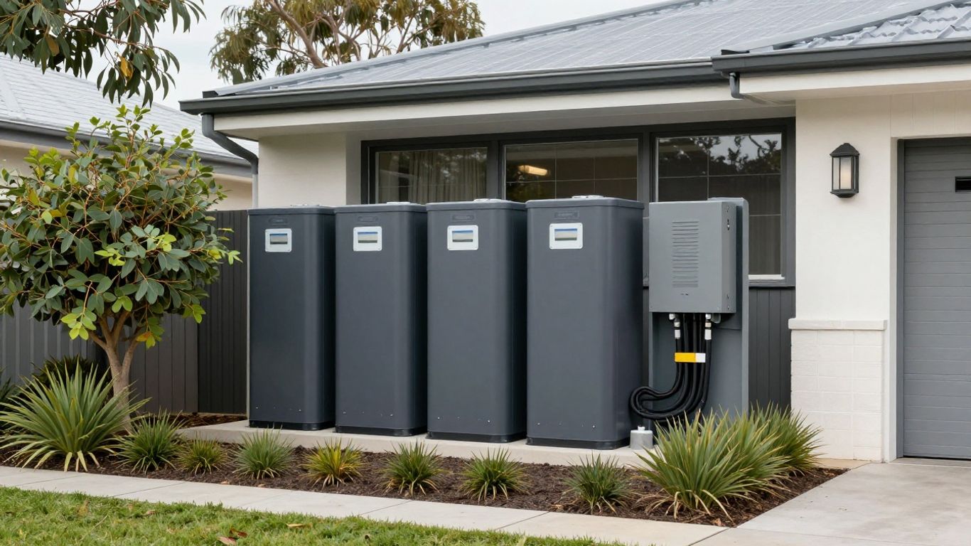 Australian suburban home with rooftop solar and battery installation
