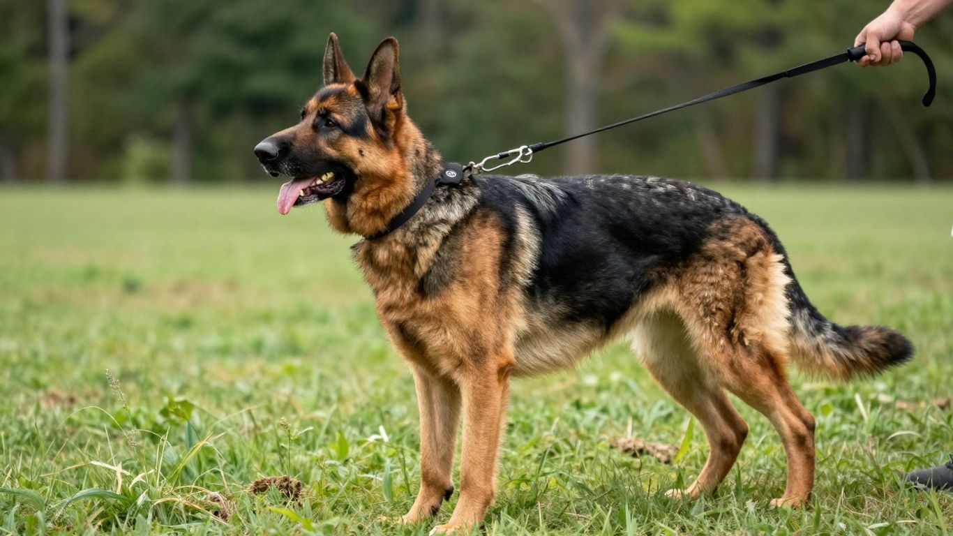 Professional trainer working with a dog outdoors