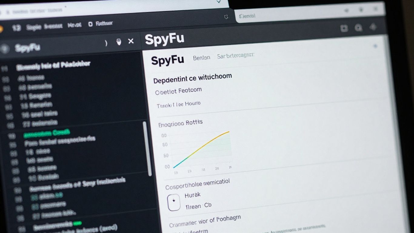 SpyFu software interface on a computer screen.