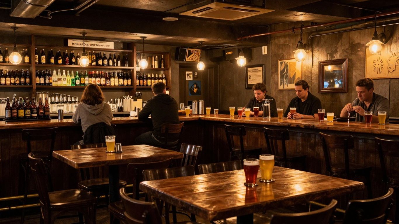 Interior of La Robe Et La Mousse craft beer bar