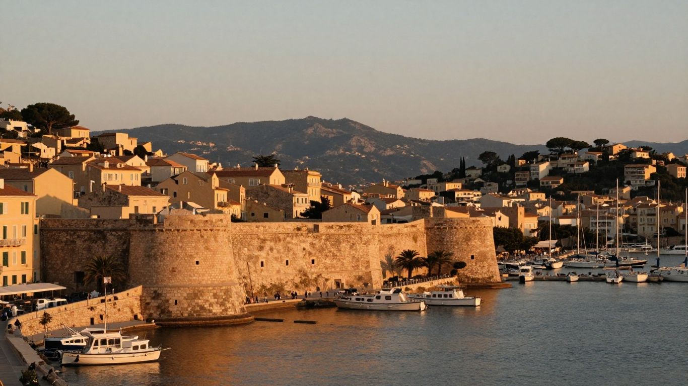Porto-Vecchio citadel and marina at sunset