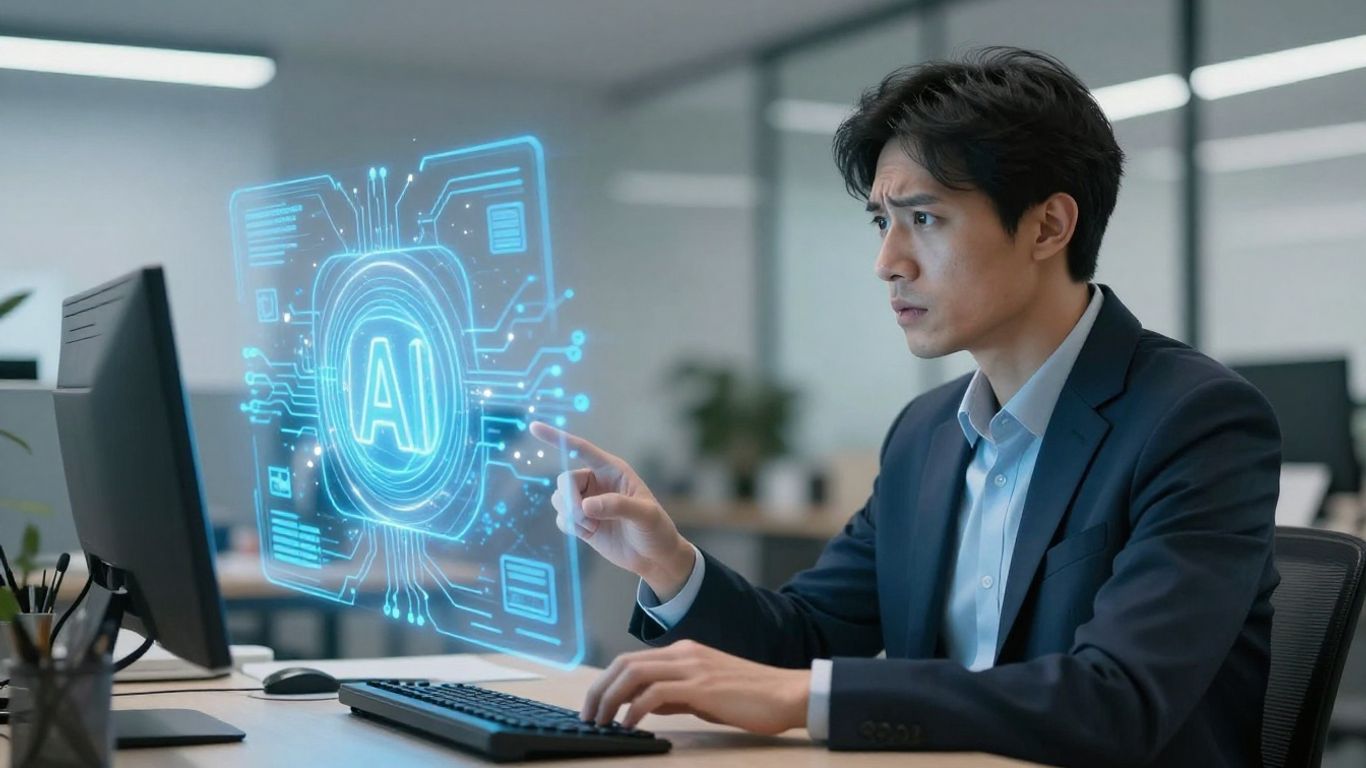 Small business owner worried about AI risks in their operations.