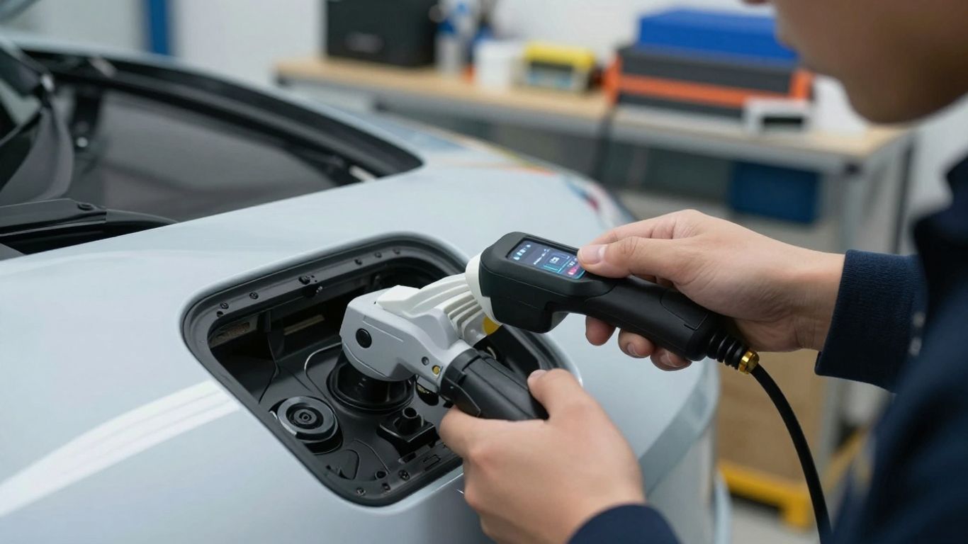 Digital diagnostics interface in a high-tech workshop