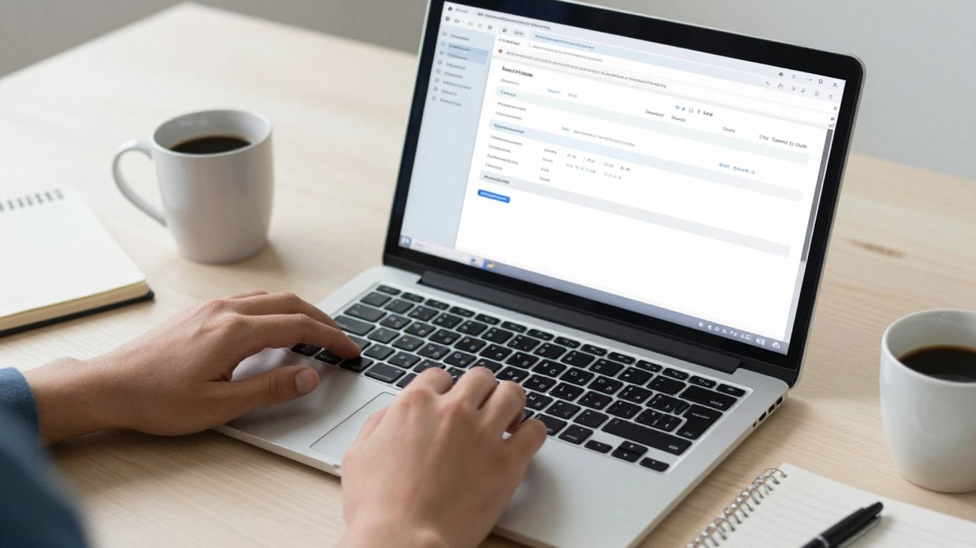 Laptop displaying a bank statement PDF