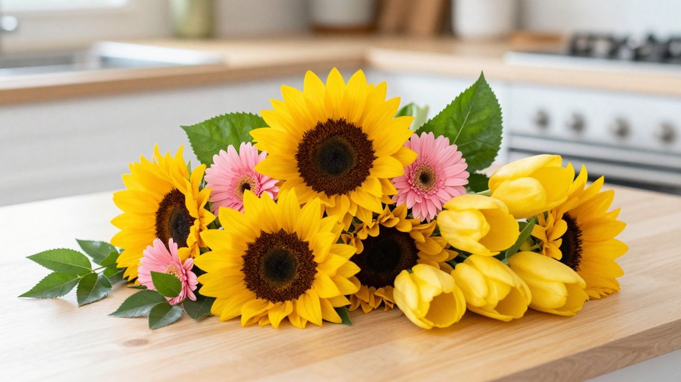 Bright mixed bouquet for a joyful surprise