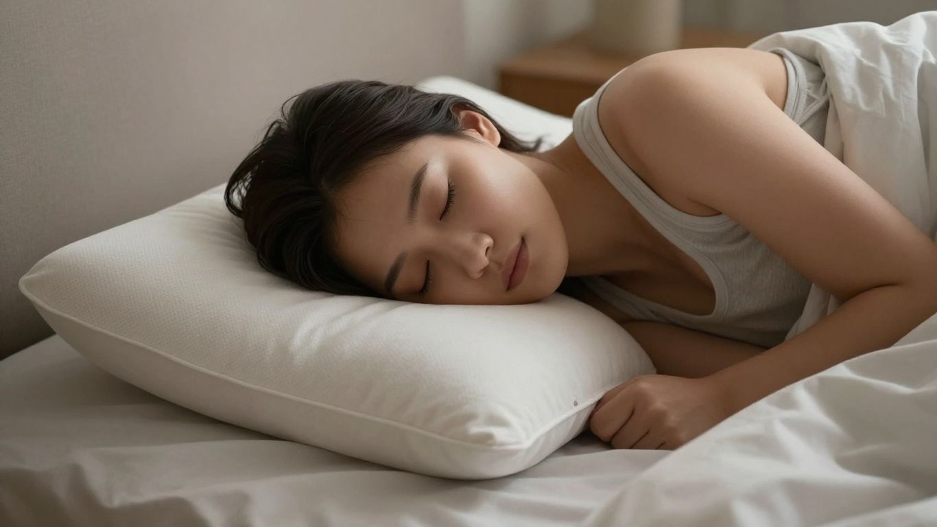 Person sleeping on a cooling pillow