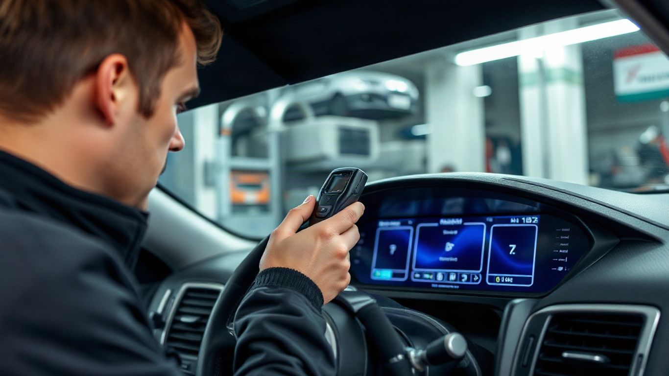 Technician scanning vehicle control modules