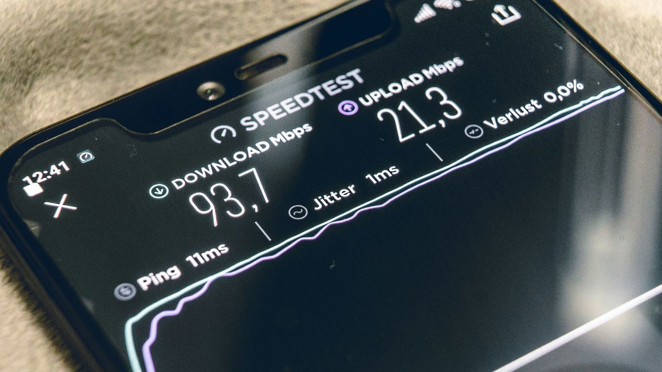 Teste de velocidade de página em um celular