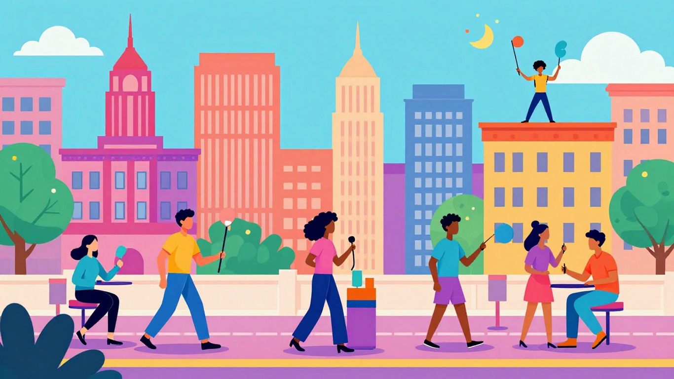 Columbus entertainment jobs with diverse people and game-like visuals.