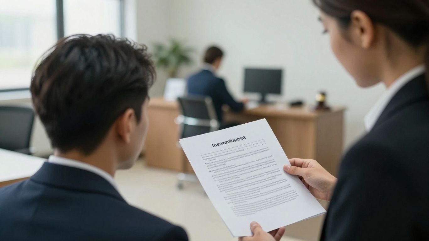 Lawyer helping an injured person with legal documents.