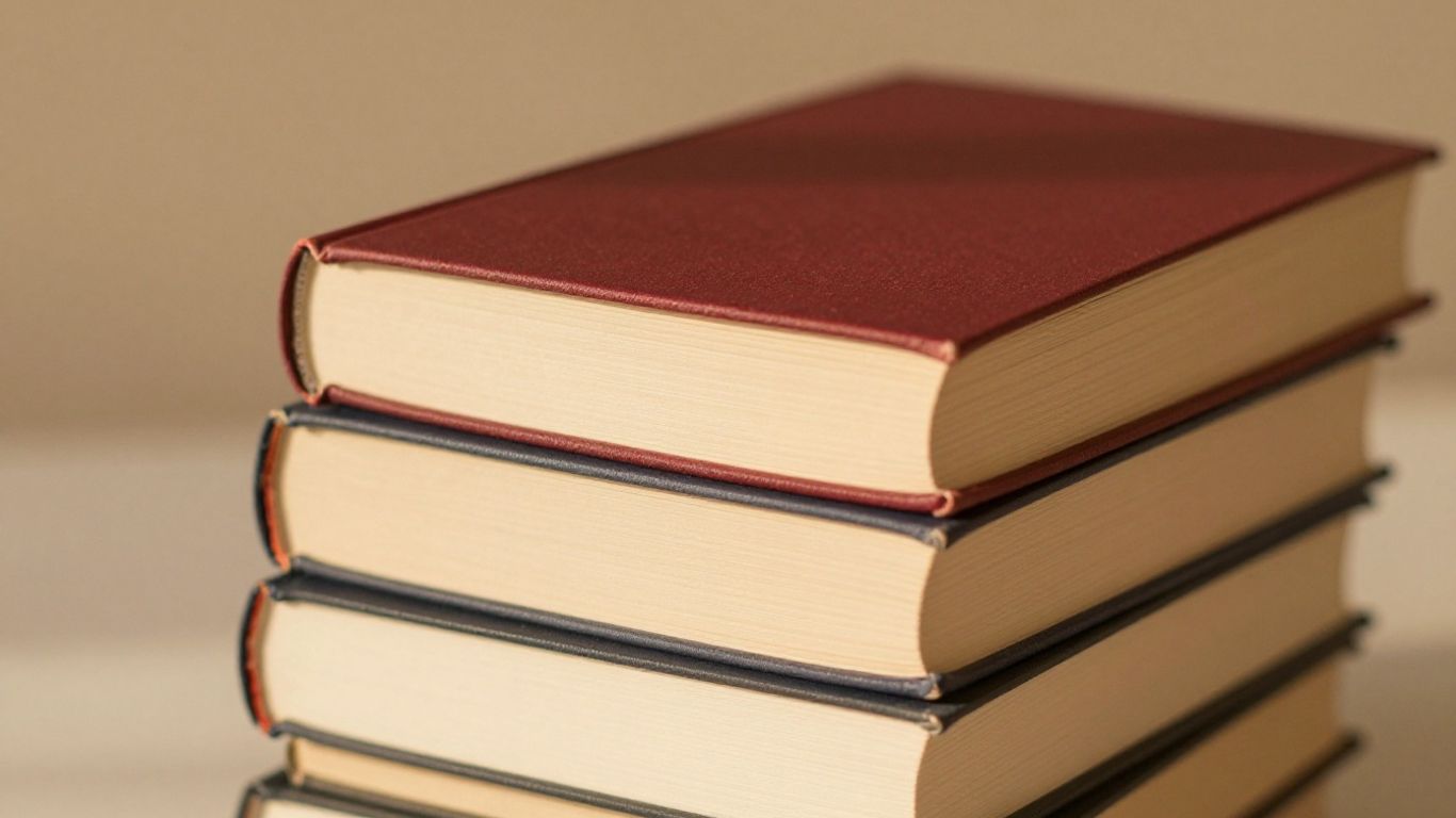 Cozy romance books with warm lighting and cream/red colors.