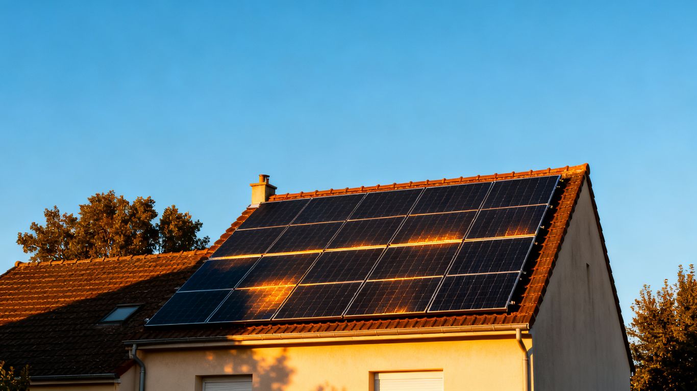 Panneau solaire produisant de l’électricité sur un toit