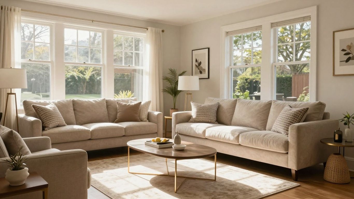 Modern living room renovation with natural light.