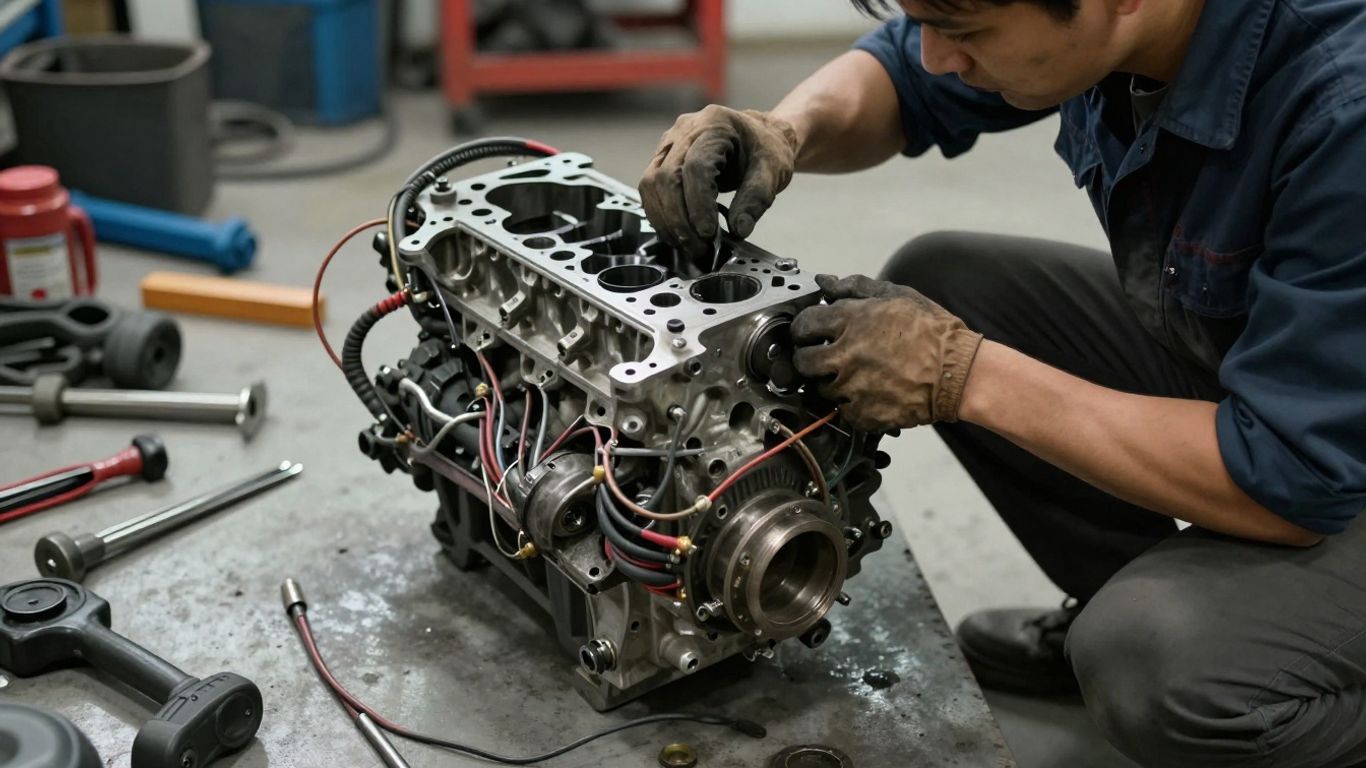 A skilled mechanic inspecting a car part