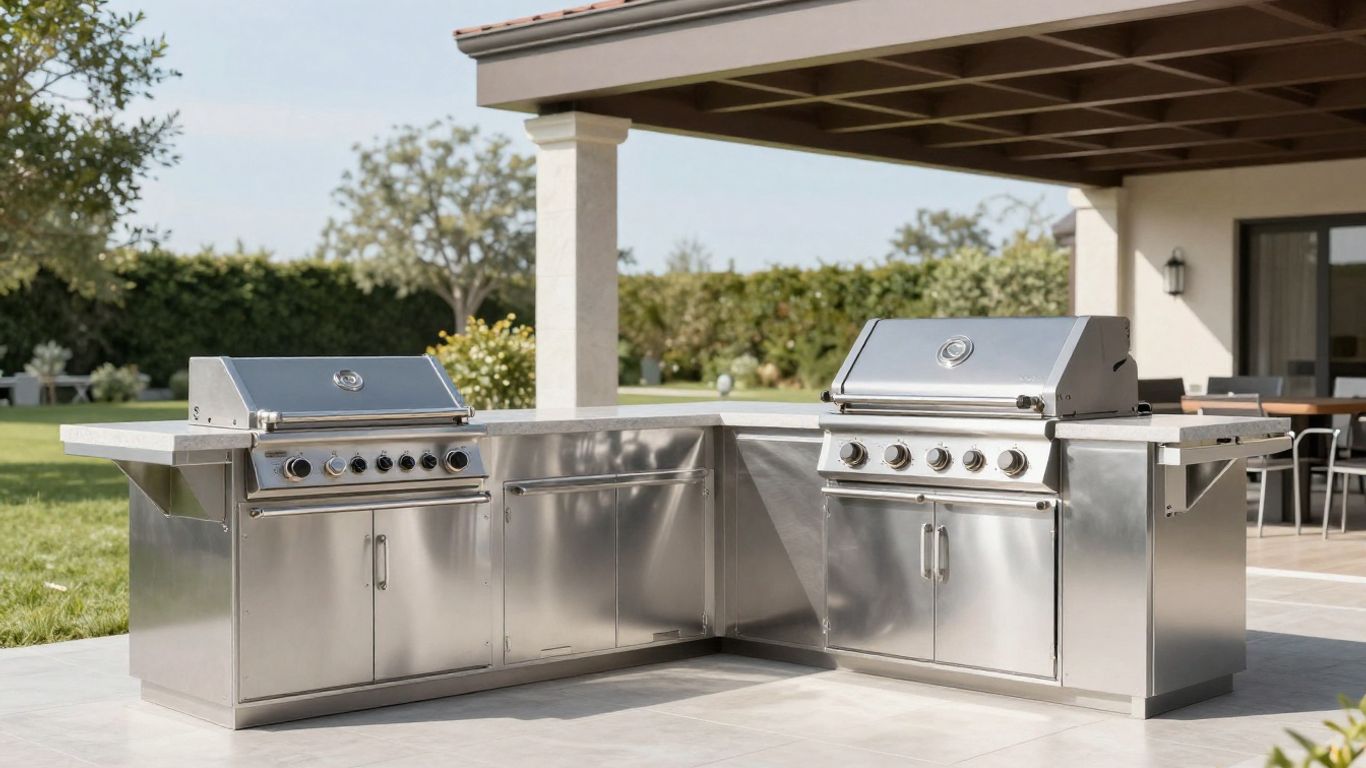 Modern outdoor kitchen appliances and cabinetry