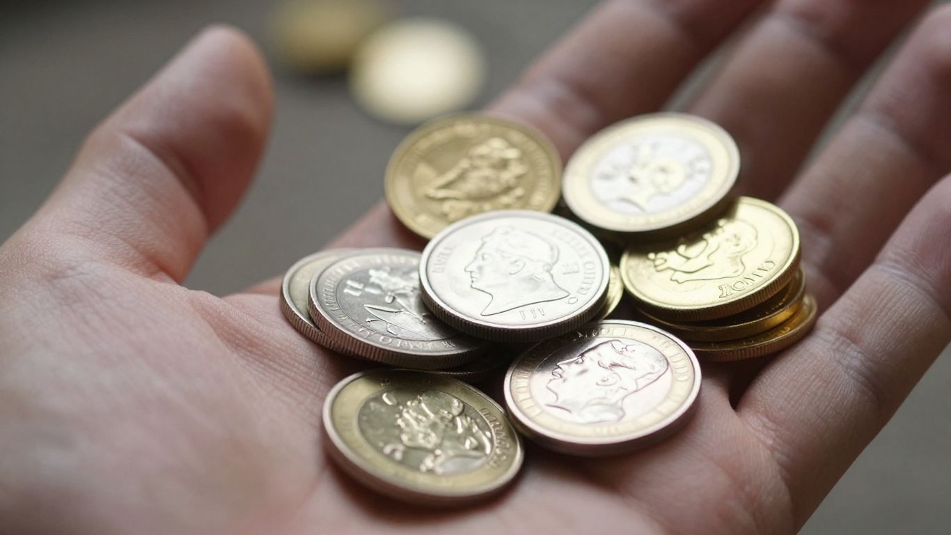 Main d'une personne tenant des pièces d'argent et des lingots d'or.
