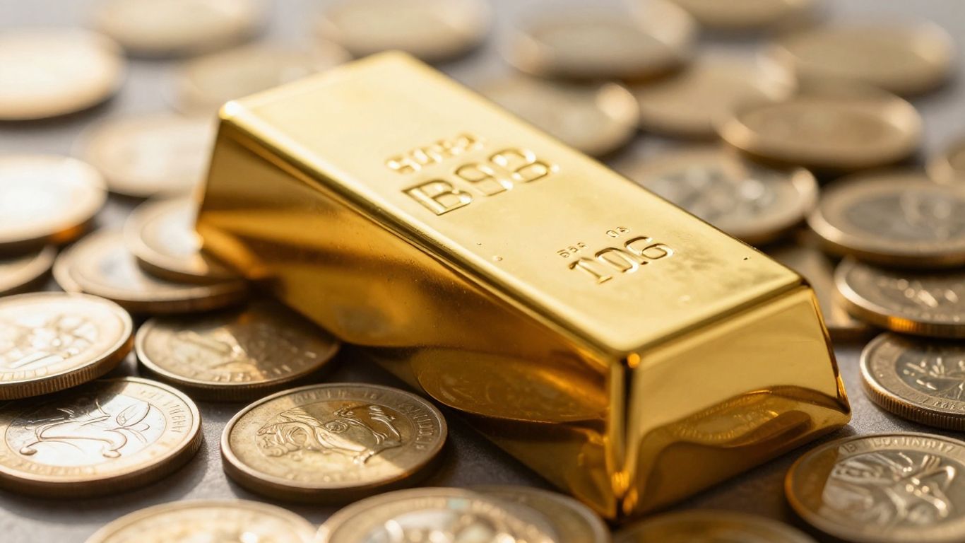 Gold bullion on coins.