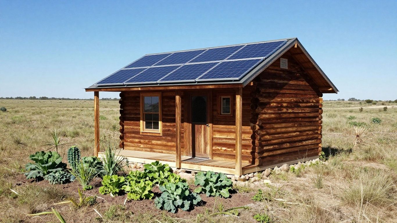 Off-grid Texas home with solar panels