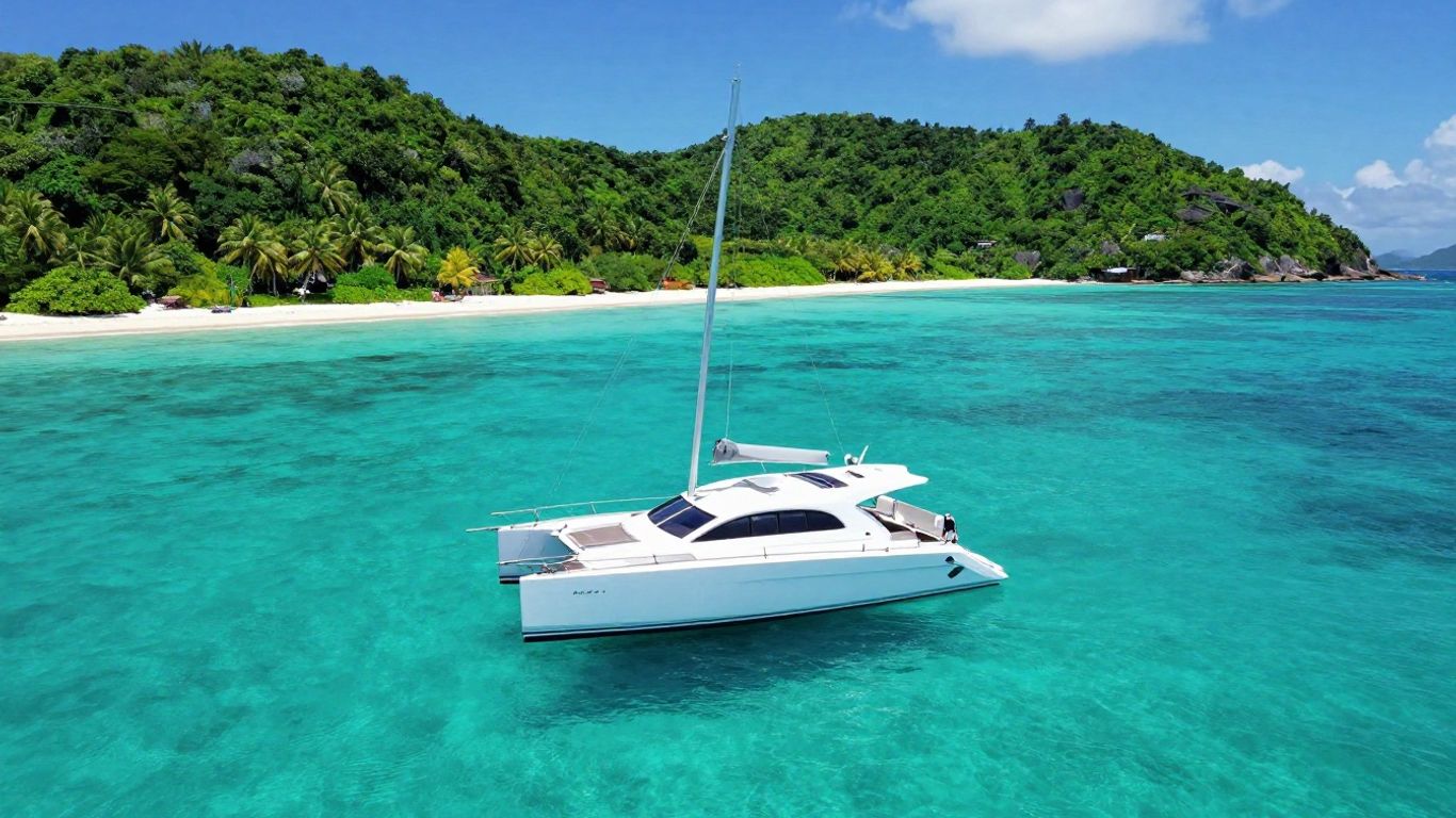 Power catamaran sailing in the British Virgin Islands